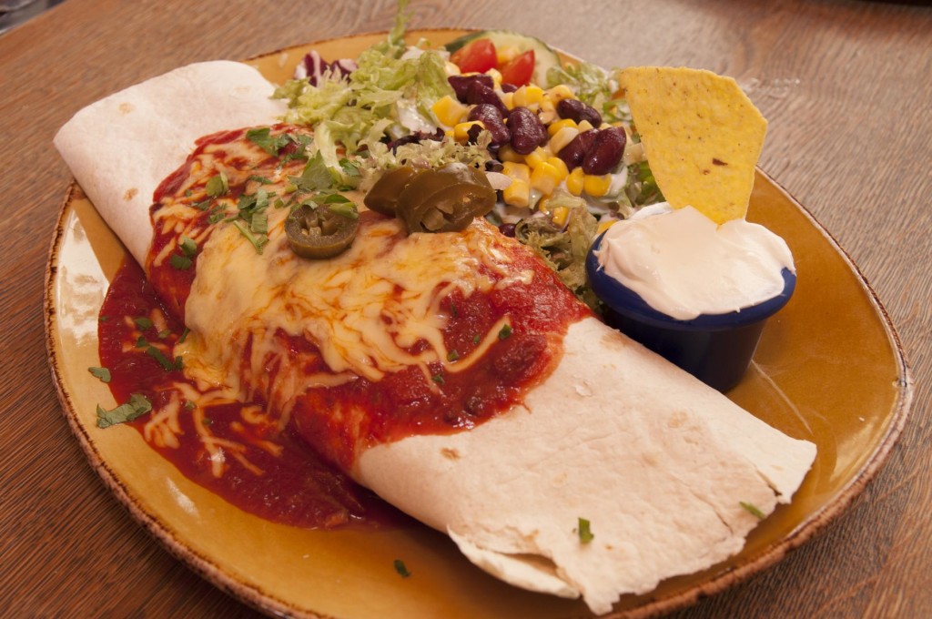 Burrito mit Huhn überbacken