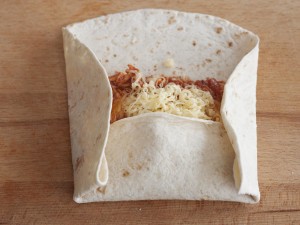 Pulled Chicken Wrap Seiten eingeklapp