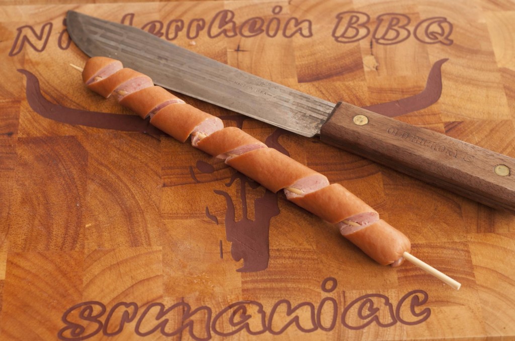 Wurstspirale am Spieß